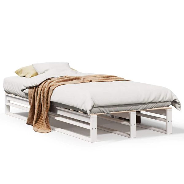 vidaXL Bedframe zonder matras massief grenenhout wit 75x190 cm