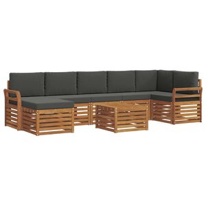 vidaXL Buiten bankenset met kussen 8 pcs Natuurlijk en Antraciet