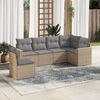 vidaXL 6-delige Loungeset met kussens poly rattan beige