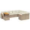 vidaXL 10-delige Loungeset met kussens poly rattan beige