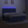 vidaXL Boxspring met matras en LED stof blauw 180x200 cm