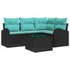 vidaXL Tuinbankenset 5 st Zwart en Turquoise poly rattan