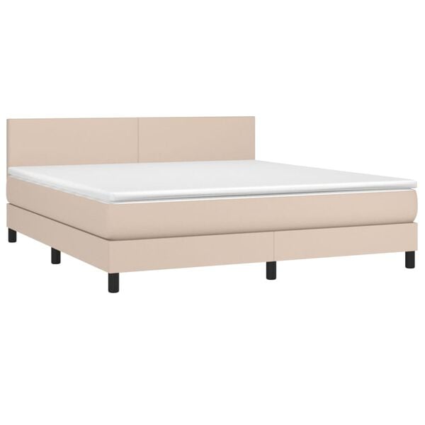 vidaXL Boxspring met matras en LED kunstleer cappuccinokleur 160x200cm