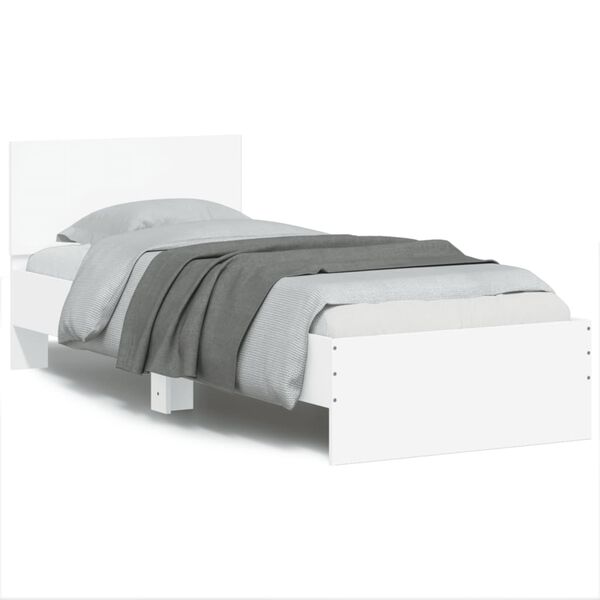 vidaXL Bedframe met hoofdbord en LED-verlichting wit 75x190 cm