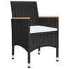 vidaXL 3-delige Bistroset poly rattan en acaciahout zwart