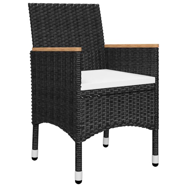 vidaXL 3-delige Bistroset poly rattan en acaciahout zwart