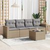 vidaXL 5-delige Loungeset met kussens poly rattan beige