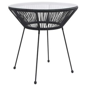 vidaXL Tuintafel &Oslash;70x74 cm rattan en glas zwart
