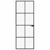 vidaXL Binnendeur 76x201,5 cm gehard glas en aluminium smal zwart