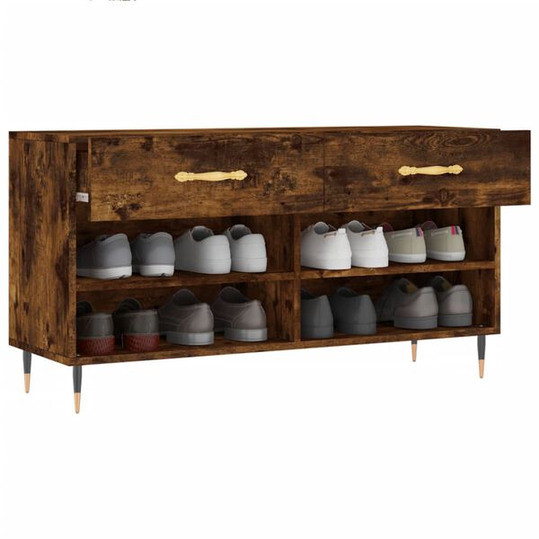 vidaXL Schoenenbank 102x35x55 cm bewerkt hout gerookt eikenkleurig