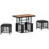 vidaXL Tuin eettafelset 3 st Zwart en Grijs Poly Riet en Acaciahout