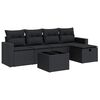 vidaXL 6-delige Loungeset met kussens poly rattan zwart