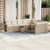 vidaXL 10-delige Loungeset met kussens poly rattan beige