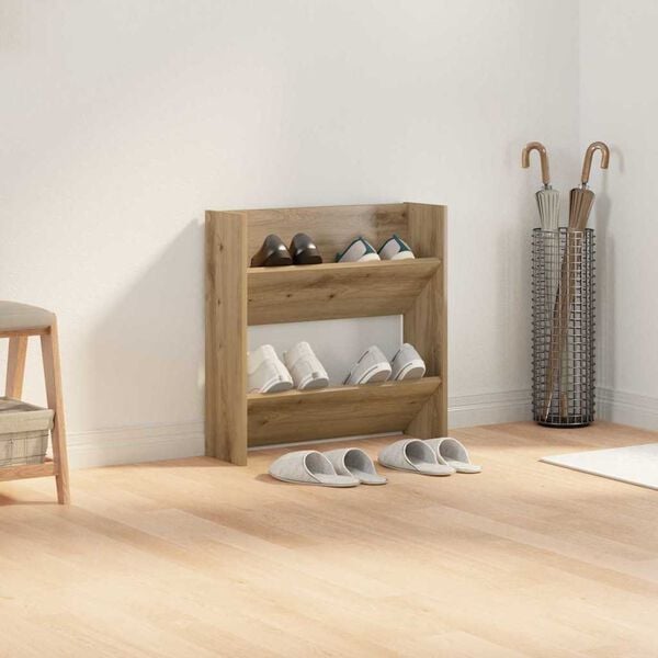 vidaXL Schoenenkast Artisan Eiken 60 x 18 x 60 cm Bewerkt hout
