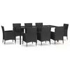 vidaXL 9-delige Tuinset poly rattan zwart
