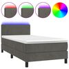 vidaXL Boxspring met matras en LED fluweel donkergrijs 100x200 cm