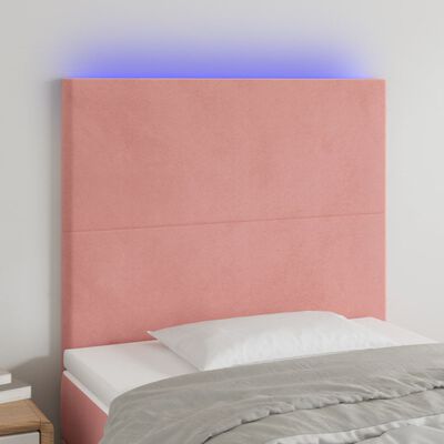 vidaXL Hoofdbord LED 100x5x118/128 cm fluweel roze