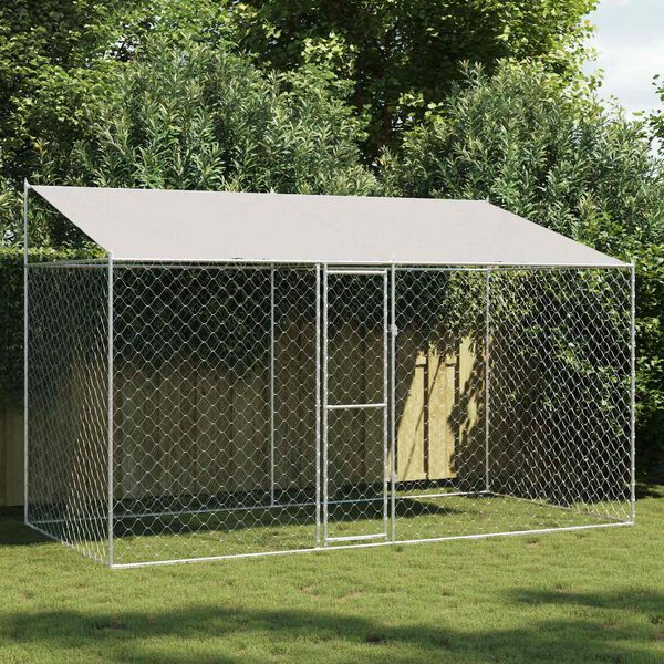 vidaXL Hondenbench 2 pcs Zilver 400 x 200 x 258 cm Staal en PE