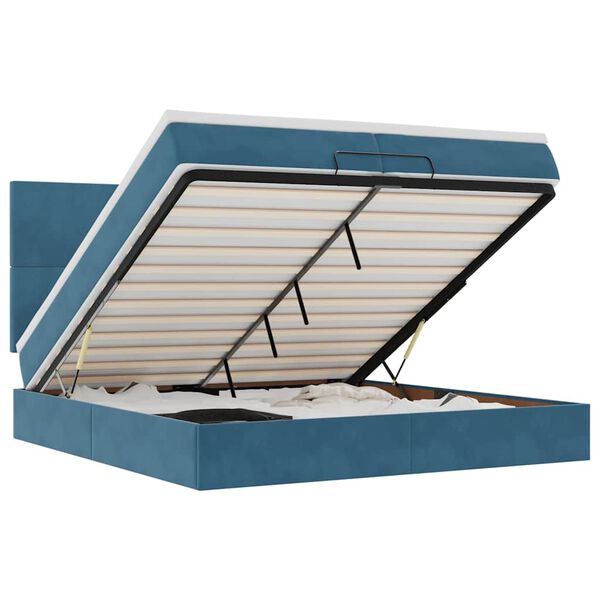 vidaXL Ottoman bed met matrassen 200x200cm fluweel donkerblauw