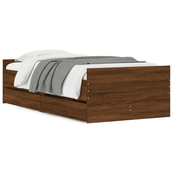 vidaXL Bedframe met lades bruin eikenkleur 90x190 cm