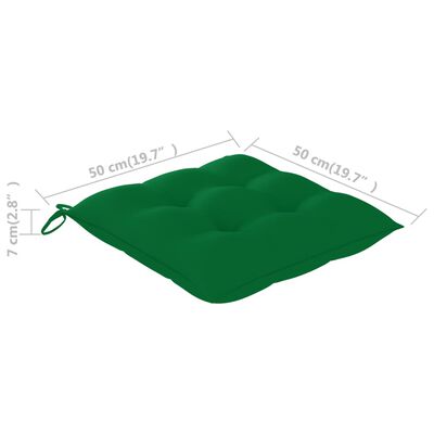 vidaXL Tuinstoelen 6 st met groene kussens massief teakhout