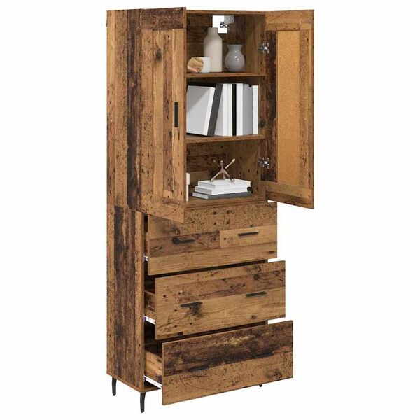 vidaXL Hoge kast met lade 2 pcs Oudhout Bewerkt hout