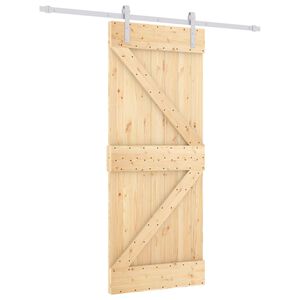 vidaXL Schuifdeur Natuurlijk en Wit 85 x 210 cm Massief Grenenhout