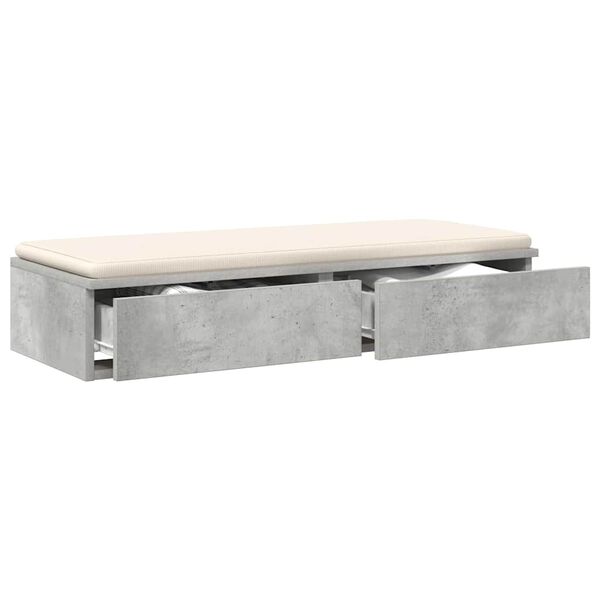 vidaXL Bedlades met lade Beton Grijs 90 x 36,5 x 16,5 cm Bewerkt hout