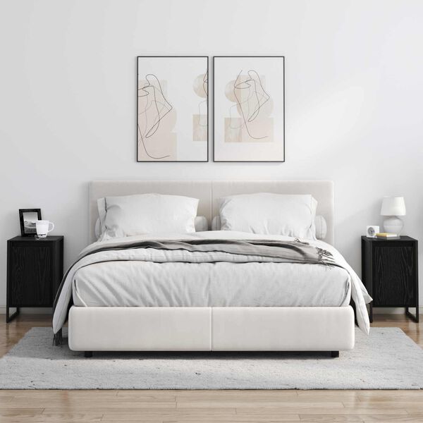 vidaXL Nachtkastje Zwart Eiken 39,5 x 30 x 50 cm Bewerkt hout