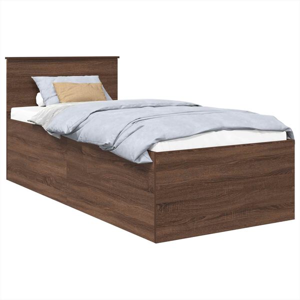 vidaXL Bedframe met hoofdeinde Bruin Eiken 90 x 190 cm Bewerkt hout