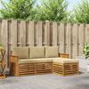 vidaXL Buiten bankenset 4 pcs Natuurlijk en Beige Massief Acaciahout