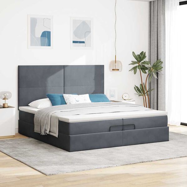 vidaXL Ottoman bed met matrassen en LED's 200x200cm fluweel