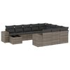 vidaXL 11-delige Loungeset met kussens poly rattan grijs