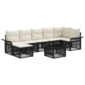 vidaXL Tuinbankenset 8 st Zwart poly rattan