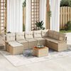 vidaXL Tuinbankenset met kussen 9 pcs Beige poly rattan