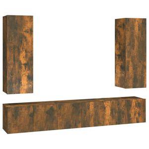 vidaXL 5-delige Tv-meubelset bewerkt hout gerookt eikenkleurig