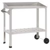 vidaXL Pottafel met Wielen 96 x 50 x 89 cm Roestvrij staal zilver