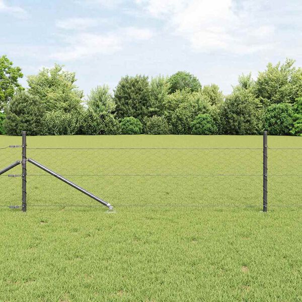 vidaXL Hecke met palen Grijs 0,5 x 10 m PVC-gecoat staal
