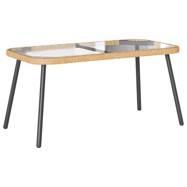 vidaXL Salontafel Bruin en zwart 90 x 45 x 43 cm Poly Rattan en glas