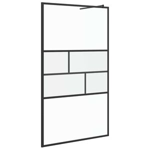 vidaXL Inloop Douche Wand Zwart 80 x 195 x 0.5 cm Glas en Aluminium