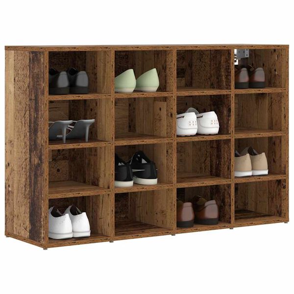 vidaXL Schoenenkast met plank Oudhout 103 x 30 x 67 cm Bewerkt hout
