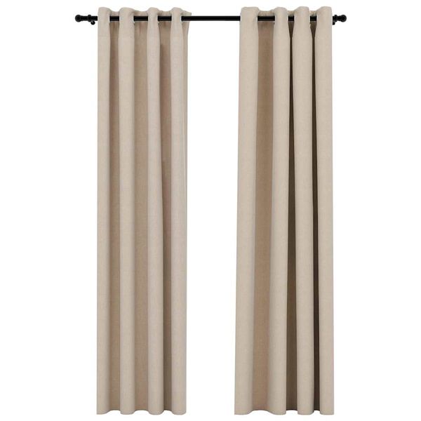 vidaXL Gordijnen linnen-look verduisterend ogen 2 st 140x225 cm beige