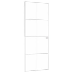 vidaXL Binnendeur 76x201,5 cm gehard glas en aluminium smal wit