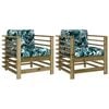 vidaXL Tuinstoelen 2 st met kussens ge&iuml;mpregneerd grenenhout