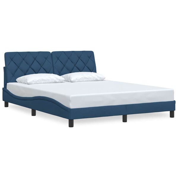 vidaXL Bedframe zonder matras stof blauw 160x200 cm