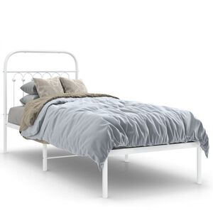 vidaXL Bedframe met hoofdbord zonder matras metaal wit 75x190 cm
