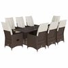 vidaXL 9-delige Tuinset met kussens poly rattan bruin