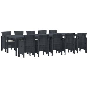 vidaXL Tuin Eetset 11 pcs Antraciet en Crème Poly rattan en Aluminium