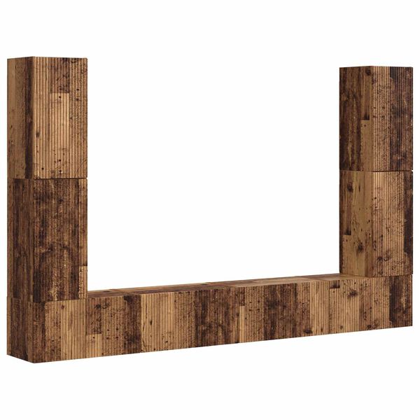 vidaXL Tv-meubelset 8 pcs Oud Hout Bewerkt hout