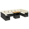 vidaXL 11-delige Loungeset met kussens poly rattan zwart